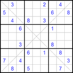 Судоку Х 9х9 #85 трудный