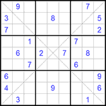 Судоку Х 9х9 #85 очень трудный