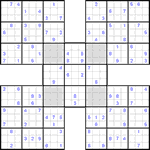 Самурай судоку #24 очень трудный