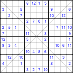 Судоку Х 12х12 #17 трудный