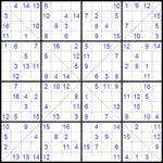 Судоку Х 16х16 #21 легкий