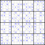 Судоку Х 16х16 #22 легкий