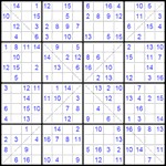 Судоку Х 16х16 #25 легкий