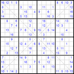 Судоку Х 16х16 #16 трудный