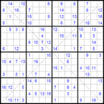 Судоку Х 16х16 #17 трудный