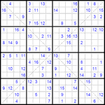 Судоку Х 16х16 #18 трудный