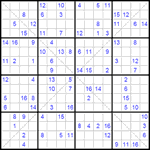 Судоку Х 16х16 #20 трудный