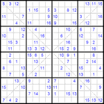 Судоку Х 16х16 #19 очень трудный