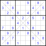 Судоку Х 9х9 #86 средний