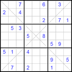 Судоку Х 9х9 #86 очень трудный