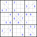 Судоку Х 9х9 #92 очень трудный