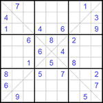 Судоку Х 9х9 #93 очень трудный