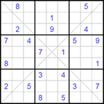 Судоку Х 9х9 #95 очень трудный