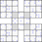 Самурай судоку #29 очень трудный