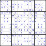 Судоку Х 16х16 #26 легкий Судоку Х 16х16 #26 легкий