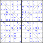 Судоку Х 16х16 #31 легкий