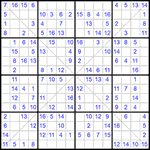Судоку Х 16х16 #35 легкий