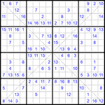 Судоку Х 16х16 #27 средний