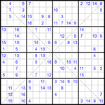 Судоку Х 16х16 #26 очень трудный