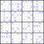 Судоку Х 16х16 #26 трудный