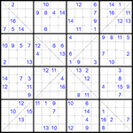 Судоку Х 16х16 #27 трудный