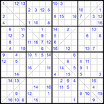 Судоку Х 16х16 #29 трудный