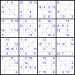 Судоку Х 16х16 #30 трудный