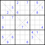 Судоку Х 9х9 #108 трудный Судоку Х 9х9 #108 трудный