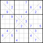 Судоку Х 9х9 #115 трудный Судоку Х 9х9 #115 трудный