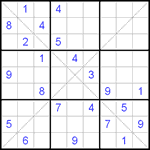 Судоку Х 9х9 #124 трудный