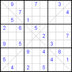 Судоку Х 9х9 #123 очень трудный