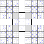 Самурай судоку #32 очень трудный