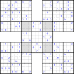 Самурай судоку #34 очень трудный