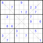 Судоку Х 9х9 #127 трудный