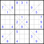 Судоку Х 9х9 #128 трудный