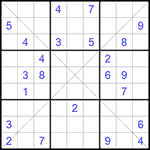 Судоку Х 9х9 #131 трудный