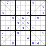 Судоку Х 9х9 #128 очень трудный