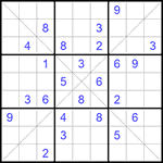 Судоку Х 9х9 #130 очень трудный