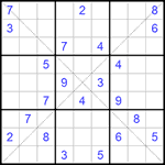 Судоку Х 9х9 #133 очень трудный