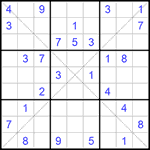 Судоку Х 9х9 #136 трудный