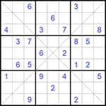 Судоку Х 9х9 #139 трудный