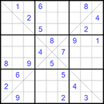 Судоку Х 9х9 #142 трудный