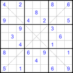 Судоку Х 9х9 #136 очень трудный