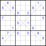 Судоку Х 9х9 #140 очень трудный