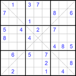 Судоку Х 9х9 #142 очень трудный