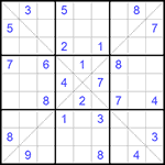 Судоку Х 9х9 #145 очень трудный