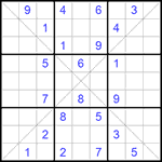 Судоку Х 9х9 #146 очень трудный