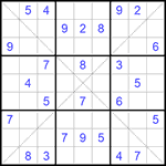 Судоку Х 9х9 #147 очень трудный