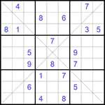 Судоку Х 9х9 #152 очень трудный