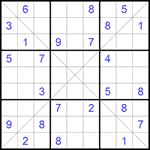 Судоку Х 9х9 #154 очень трудный